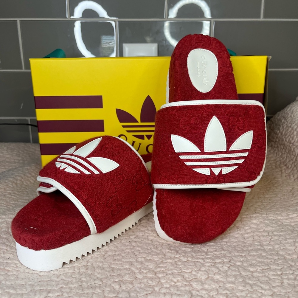 Brand new full set Gucci x Adidas platform slides